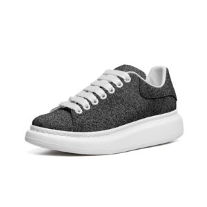 Bellabreed Unisex Non Slip Lace Up Faux Leather Sneakers